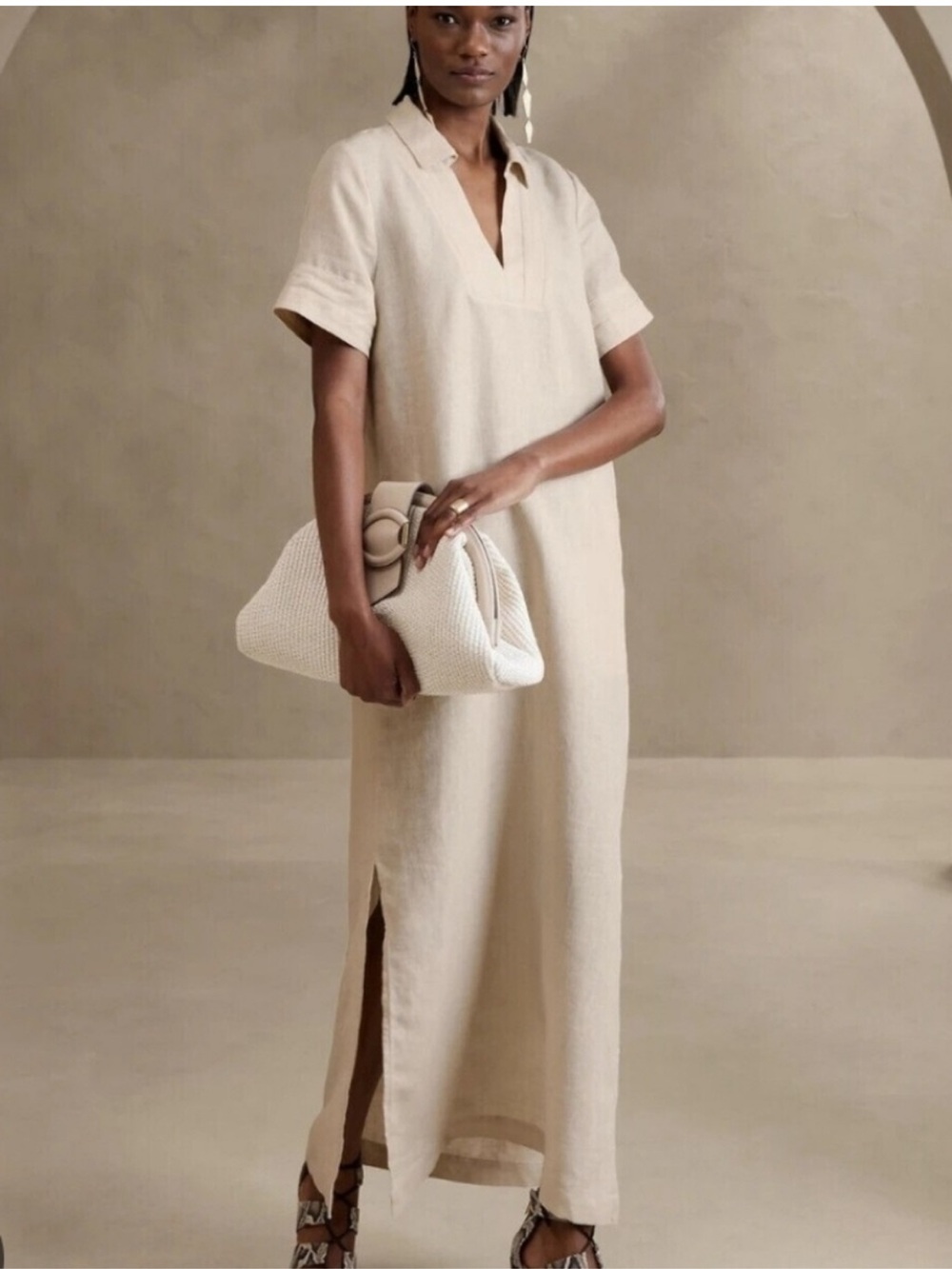Banana Republic Cruz Linen Maxi Shirtdress